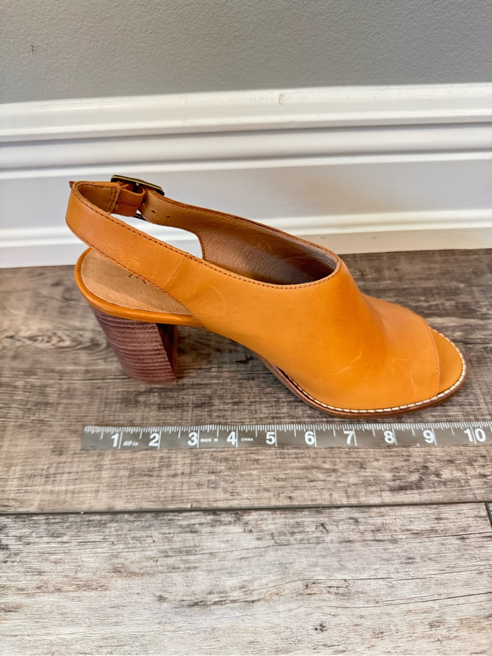 Madewell Cognac Slingback Open-Toe Block Heel Sandals Sz 10 - Picture 12 of 12